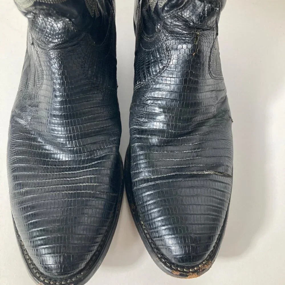Mens Justin Lizard‎ Exotic Cowboy Boots Style 8313 Black 8D
